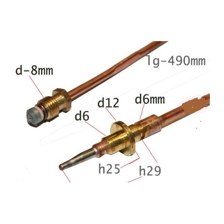 thermocouple 490mm pour table de cuisson DE DIETRICH