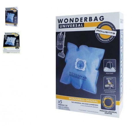 Lot de 5 sacs à poussière pour Aspirateur ROWENTA WB406120 3116175 - BVM