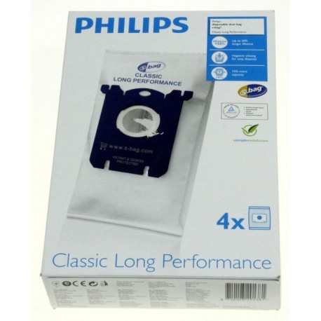 S-BAG SACS ASPIRATEUR (X4) CLASSIQUE LONG PERFORMANCE POUR ASPIRATEUR PHILIPS