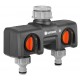 Distributeur 2 voies GARDENA convient pour les robinets avec filetage de 26,5 mm (3/4") et 1"