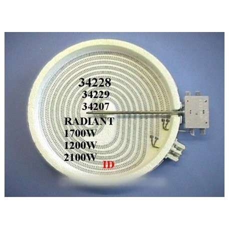 plaque radiant 1200 w 230 v dia 140 m/m