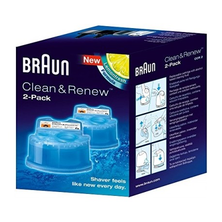 braun - pack de 2 recharges de liquide nettoyant pour syst?me clean & renew - ccr2