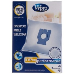 wpro mi 129 mw 4 sacs aspirateur microfibre + 1 microfibre compatible miele